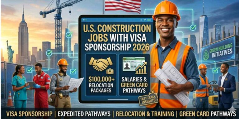 U.S. Construction Jobs with Visa Sponsorship 2026: $100,000 Relocation Packages, Salaries & Green Card Pathways