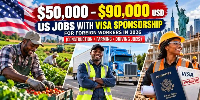 $50,000–$90,000 USD: Jobs With Visa Sponsorship for Foreign Workers in 2026 (Construction/Farming/Driving Jobs)