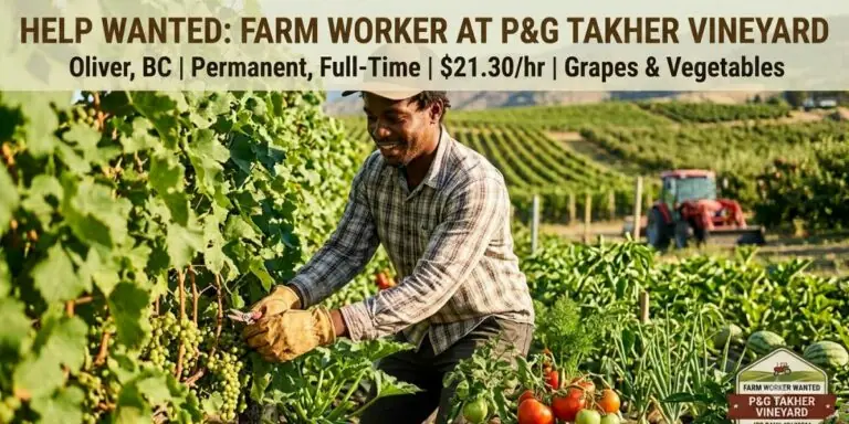 Farm Worker at P&G Takher Vineyard Ltd. in Oliver, Canada | $21 Per Hour